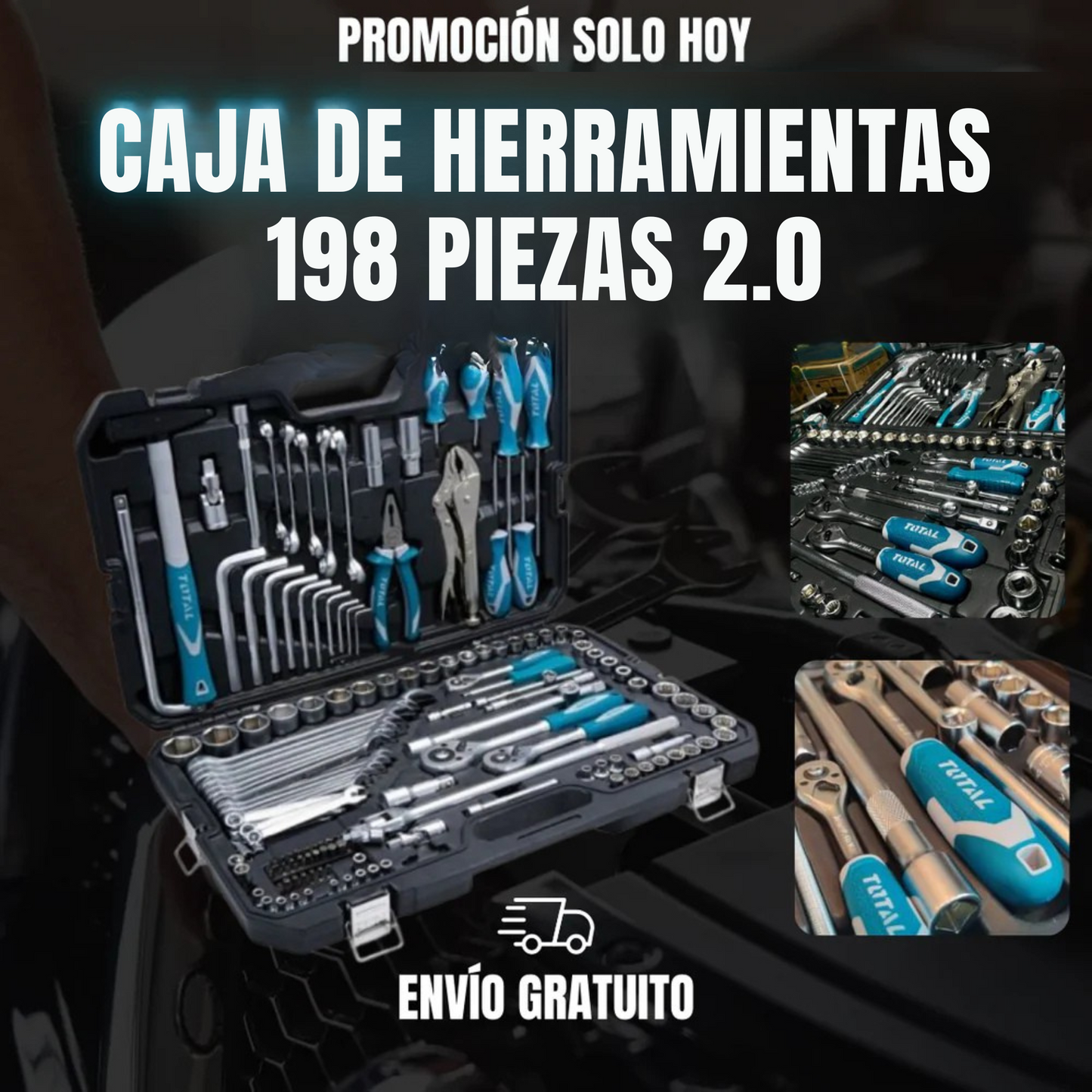 Caja de herramientas con 198 piezas, juego de herramientas manuales, juego de llaves de vaso con trinquete, juego de destornilladores, herramientas para reparaciones domésticas y de automóviles, universal.